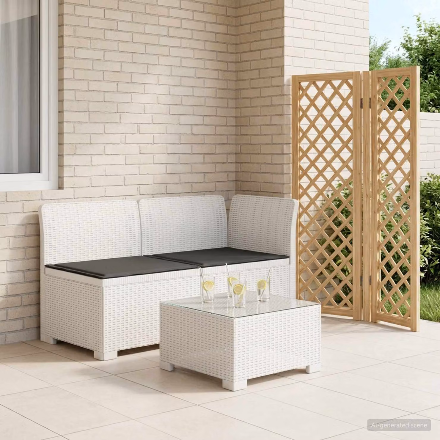 Divano da giardino a 2 posti vidaXL con cuscini in stile rattan moderno, resistente ai raggi UV e alle intemperie, disponibile in bianco o antracite