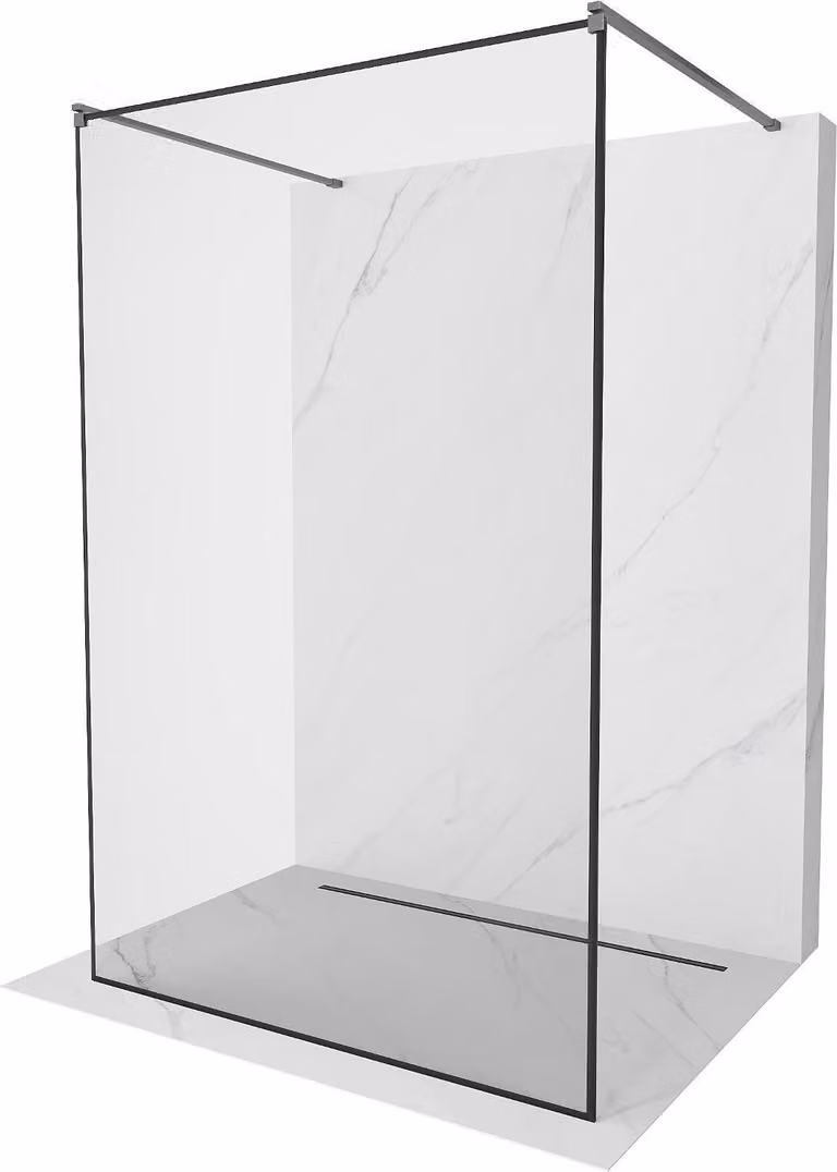 Mexen Kioto pannello doccia autoportante 130 x 200 cm, cornice nera 8 mm, gun metal - 800-130-002-95-70