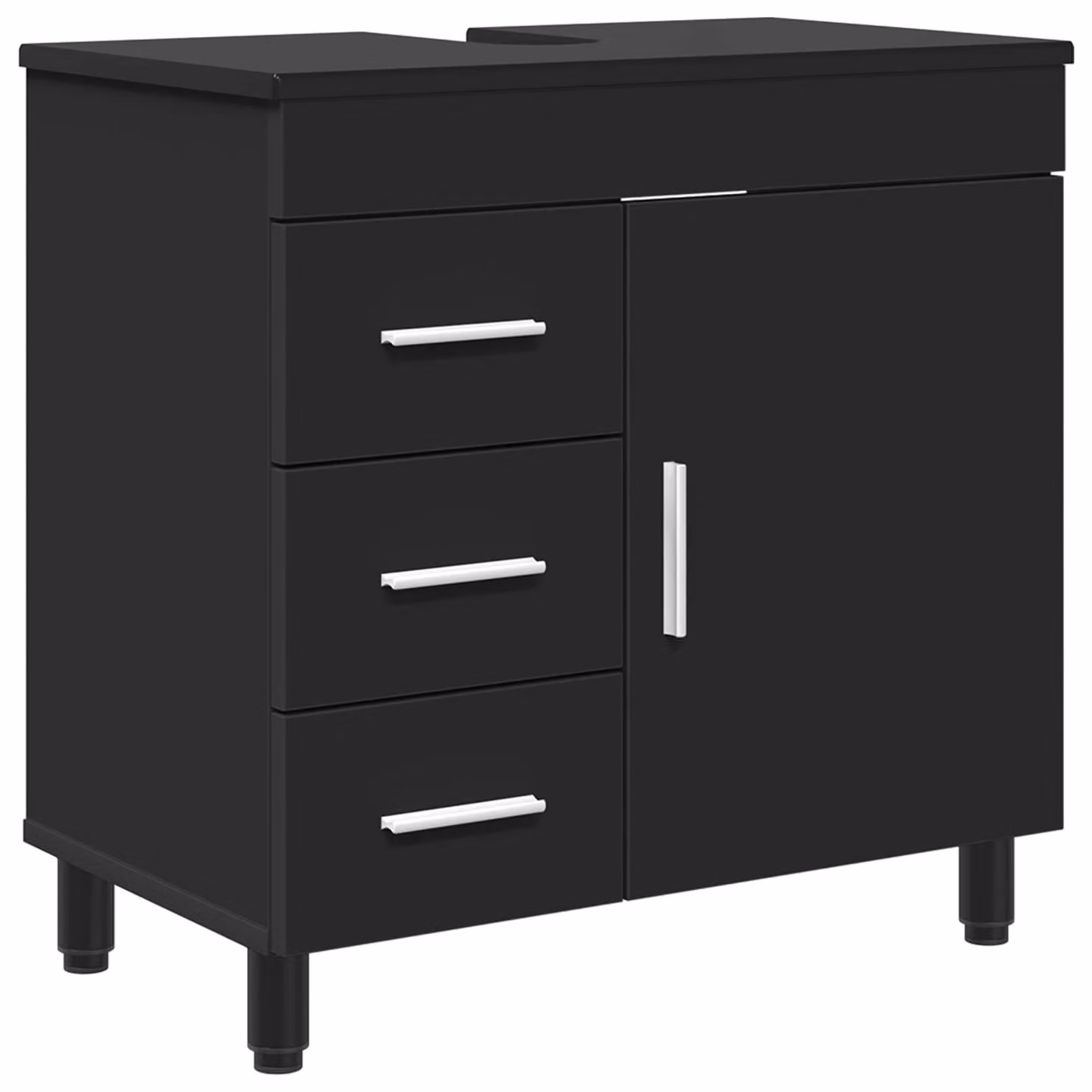 Mobiletto da bagno Nero 60 x 35 x 60 cm Legno ingegnerizzato