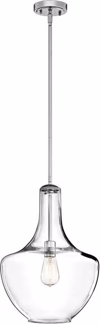 Sospensione Contemporanea Everly Acciaio Cromo Vetro 1 Luce E27
