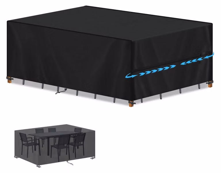 Copertura impermeabile per mobili da giardino, realizzata in tessuto Oxford 420D, resistente ai raggi UV, dimensioni 240x100x80 cm, colore nero