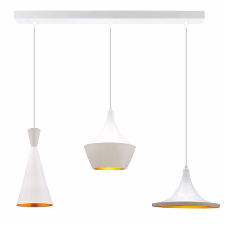 Lampada a sospensione a 3 luci in metallo E27 bianca moderna