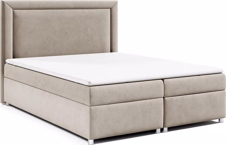 Best for Home Letto boxspring con contenitore Trinity K-3 Materasso a molle Bonell incl. topper, con consegna, montaggio e smaltimento 140x200-Beige