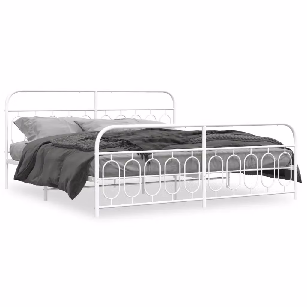 Giroletto con testiera e pediera in metallo bianco vidaXL L/P: 200 x 200 cm – 2