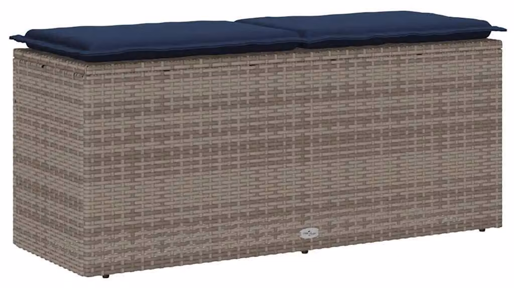 Panca da giardino con cuscini grigio 110x40x44 cm in poly rattan