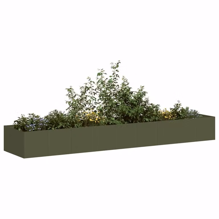 Fioriera vidaXL in acciaio verde per orto e giardino L: 360 cm, P: 80 cm, H: 40 cm