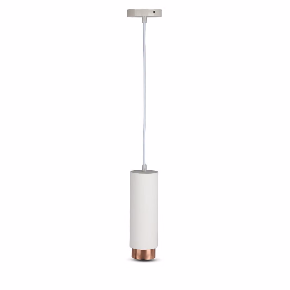 V-TAC VT-864 Lampadario portafaretto pendente 1mt GU10 in gesso con bordo metallo oro rosa - sku 3111