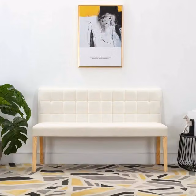 Panca-Sgabello 140 cm Crema in Velluto