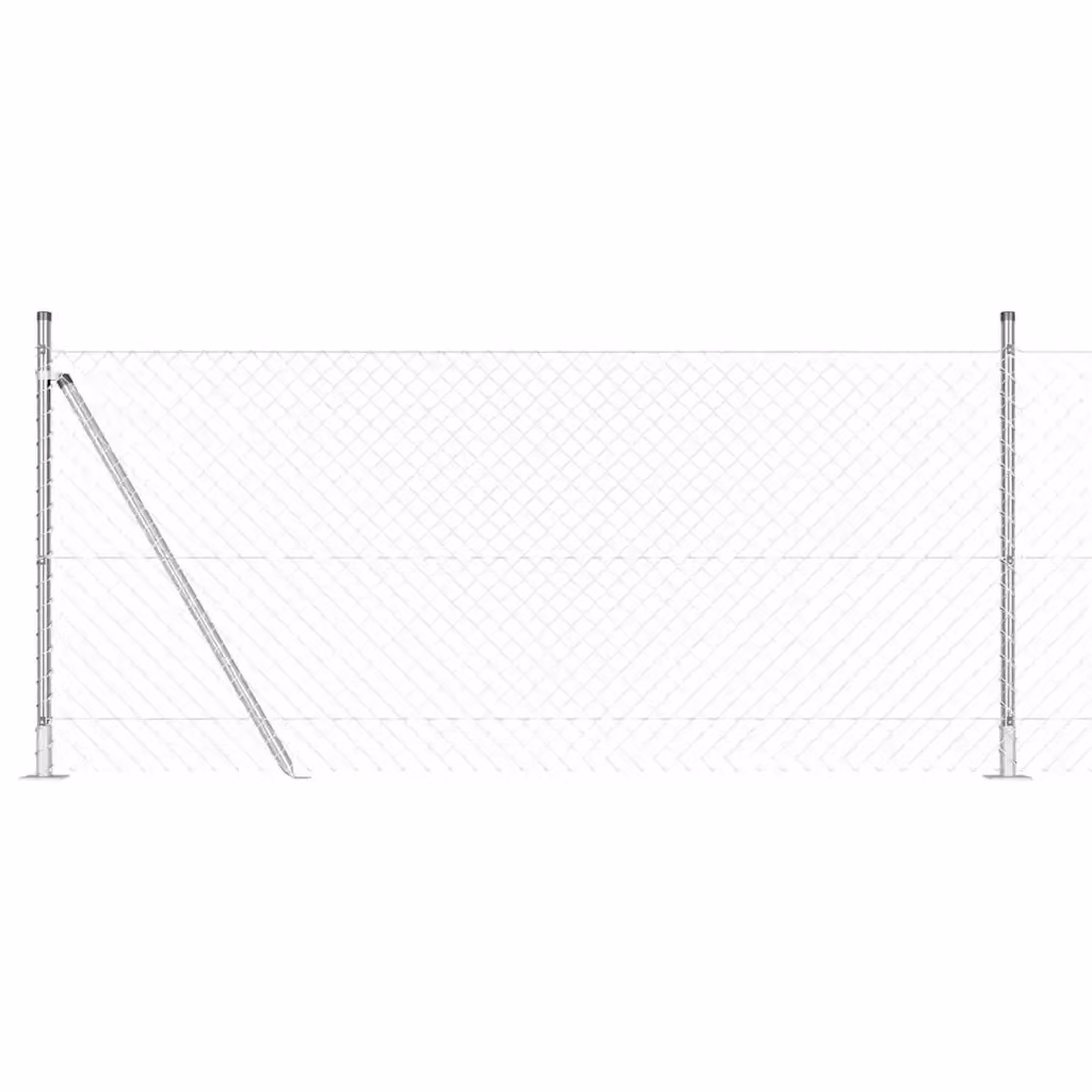 Recinzione a maglie vidaXL in acciaio zincato con base in cemento, Argento, L: 25 m, H: 1 m – 2