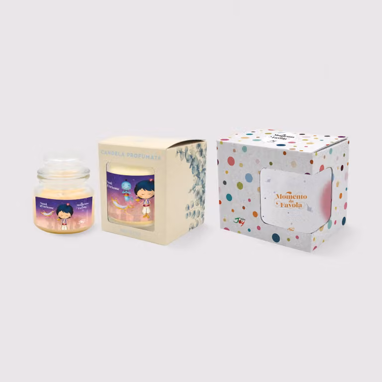 Set tazza tema "Notti d'oriente" e 2 candele profumate fragranza vaniglia
