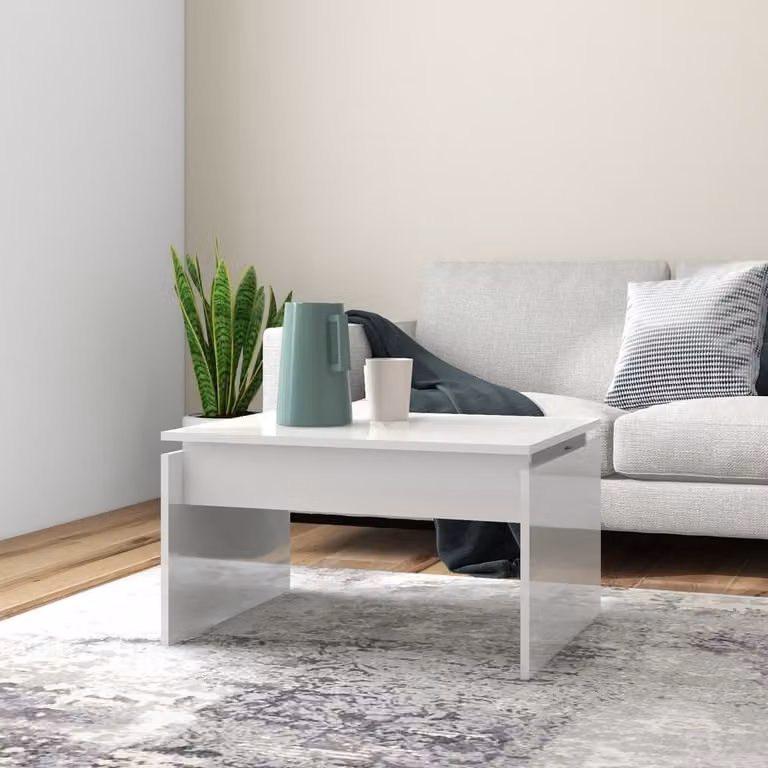 vidaXL Tavolino bianco lucido 68x50x38 cm in legno - Tavolino - Tavolini - Tavolino da salotto - Tavolini da salotto