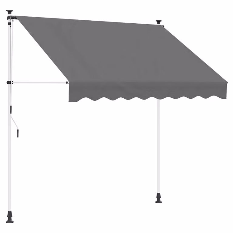 Tenda retrattile manuale vidaXL con bracci pieghevoli in poliestere, Grigio Chiaro, L: 250 cm x P: 300 cm