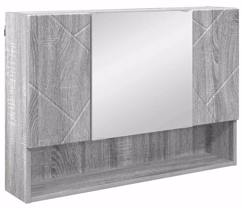 Specchio da bagno, dimensioni 80 x 17 x 55 cm, materiale: legno, colore: grigio