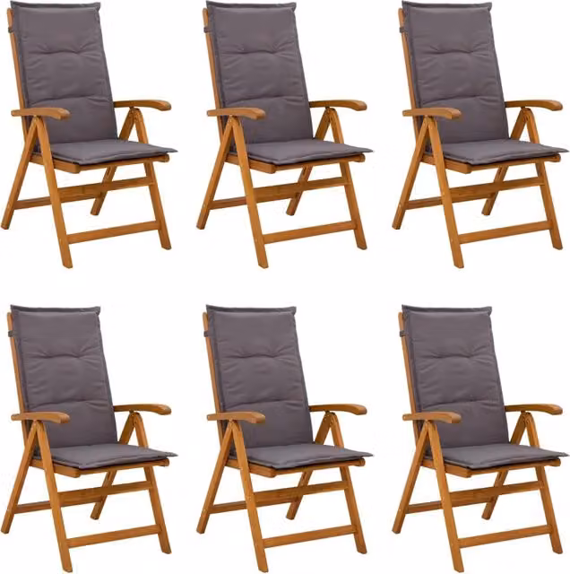 Sedie da giardino reclinabili 6 pz Naturale 3434471