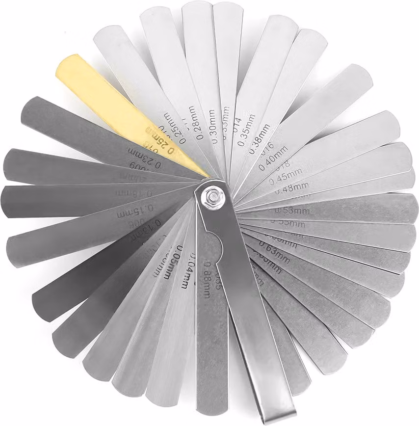Calibro a foglie con 32 foglie, acciaio inossidabile, metrico/imperiale, 0,04–0,88 mm, strumento di misura