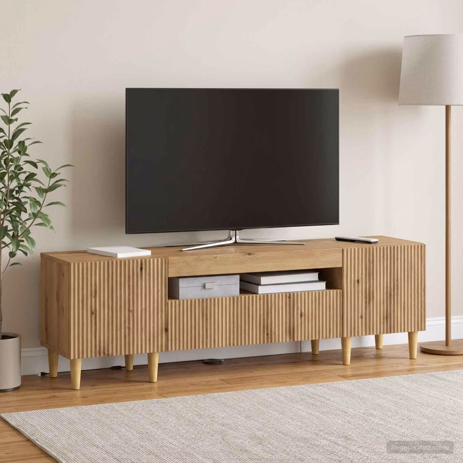 Mobile TV LED vidaXL ARNHEM in Rovere Artigianale, L: 153 cm, P: 35 cm, H: 43 cm