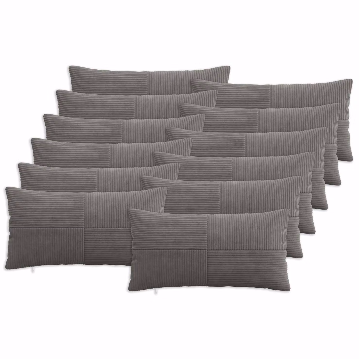 Set di 12 federe vidaXL ALMELO in velluto a coste grigio scuro, L 80 x P 40 cm
