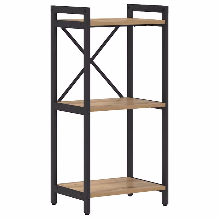 Libreria industrial vidaXL in legno e metallo, marrone e nero, L 40 cm x P 30 cm x H 85 cm