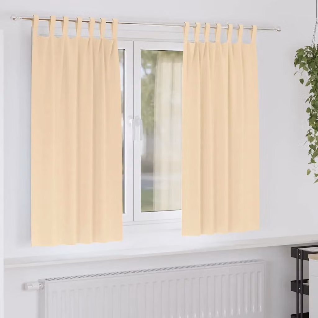 Set di 2 tende blackout vidaXL con anelli in poliestere, colore beige, L: 140 cm x H: 175 cm