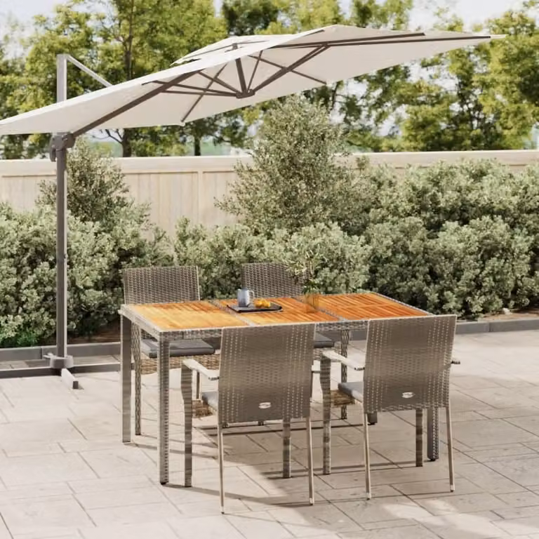 Maison Exclusive - Set da pranzo da giardino 5 pezzi con cuscini grigio in polyrattan