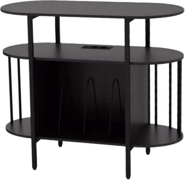 Mobile porta dischi in metallo DESIGN IN con luce LED integrata e stazione di ricarica, Nero opaco, L: 90 cm, P: 40 cm, H: 0 cm (non specificata) – 1