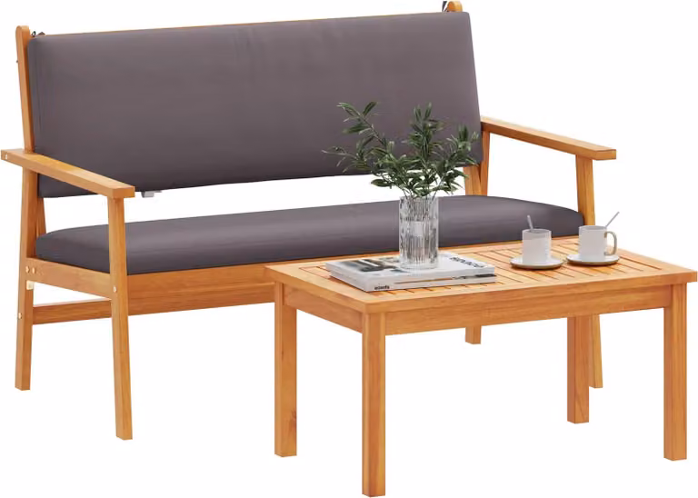 Set Divano da Giardino 2 pcs Antracite Legno di Acacia Massello