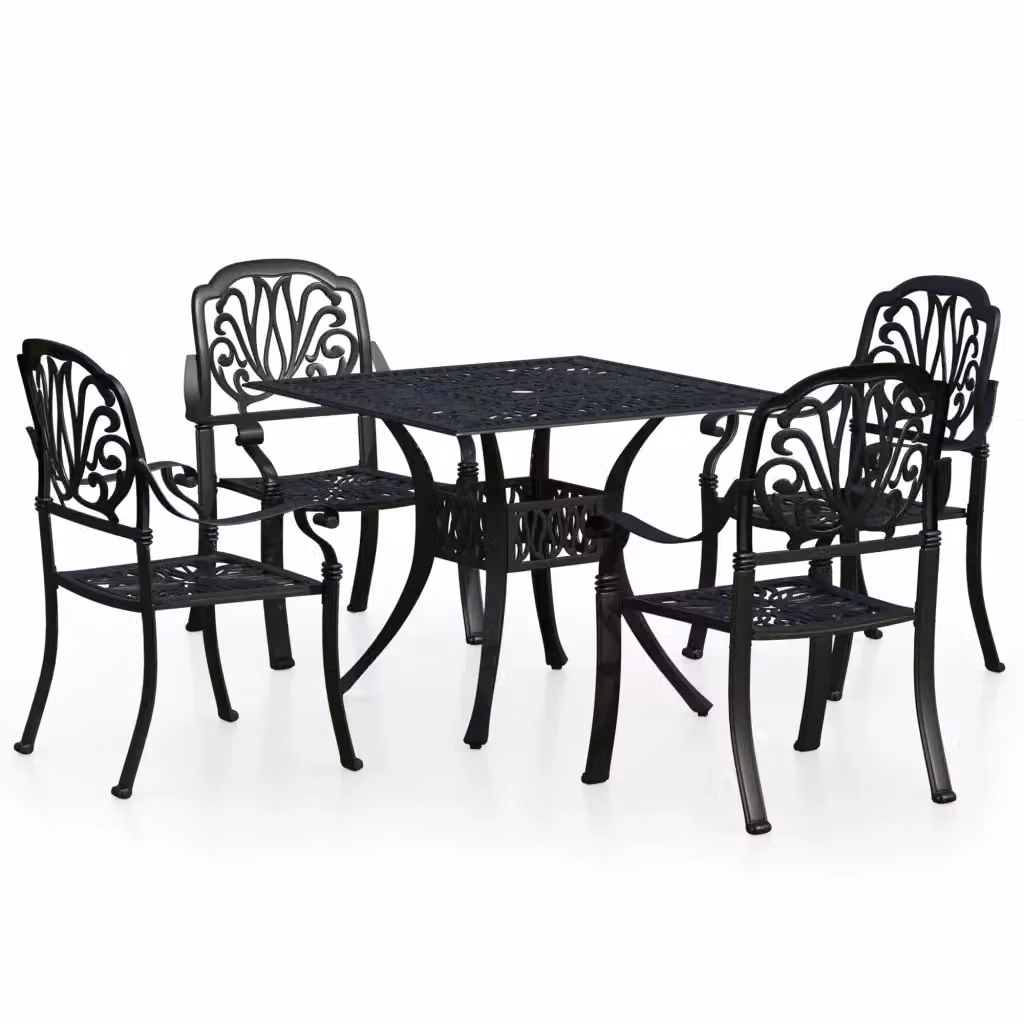 Set da Bistrot vidaXL in Alluminio Pressofuso Nero Opaco per Giardino – 2
