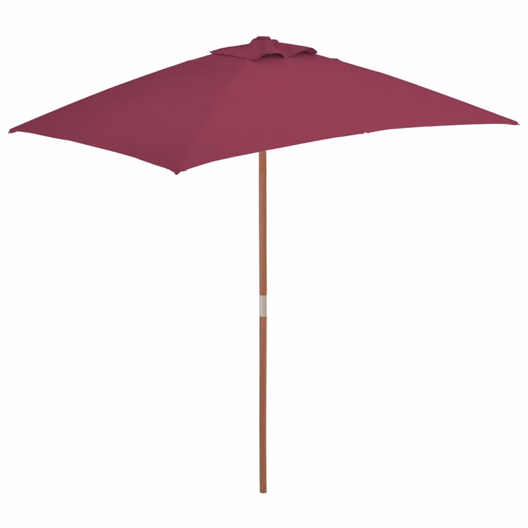 Ombrellone da Esterni Palo in Legno 150x200 cm Rosso Bordeaux