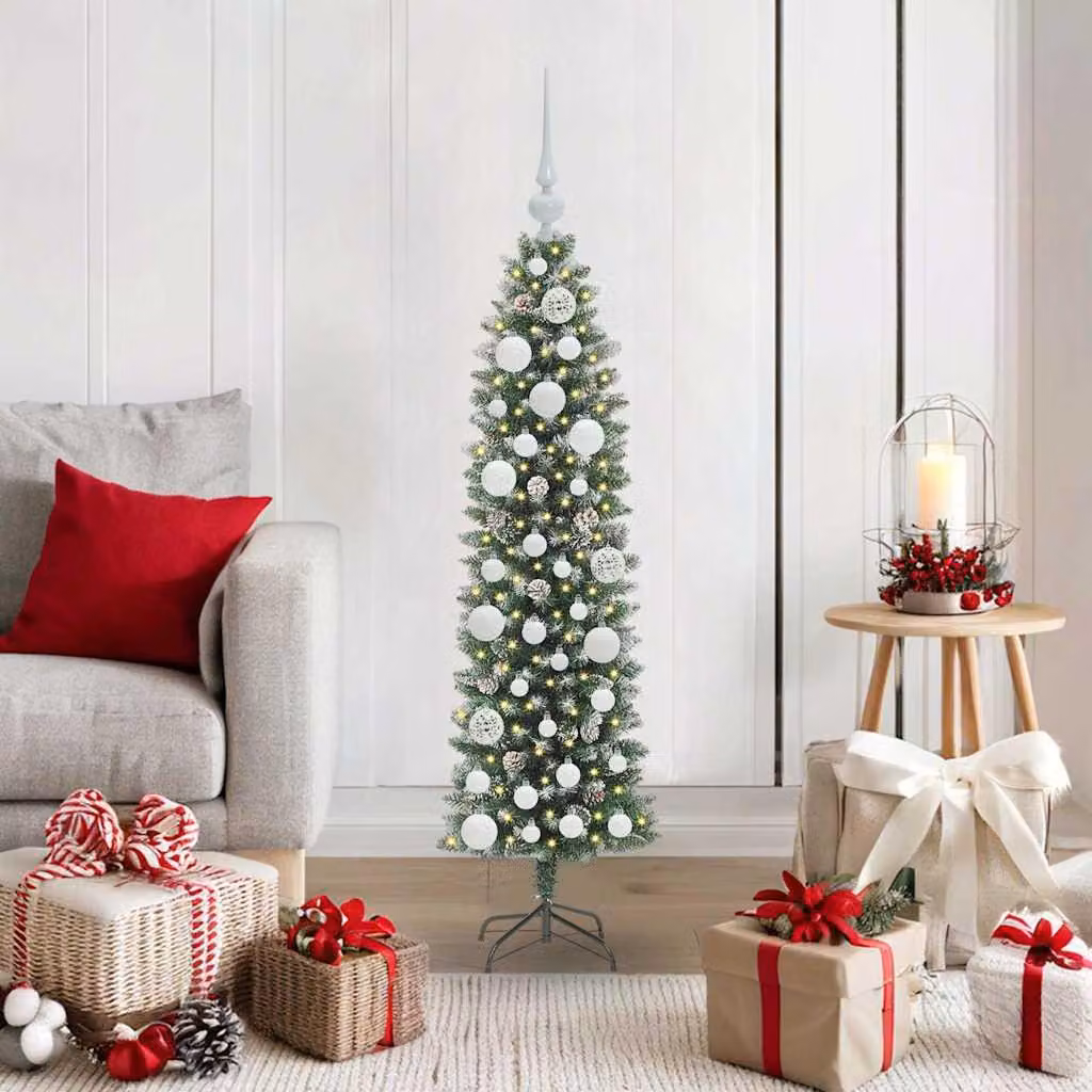 Maison Exclusive - Albero di Natale artificiale slanciato, verde e bianco, 120 cm