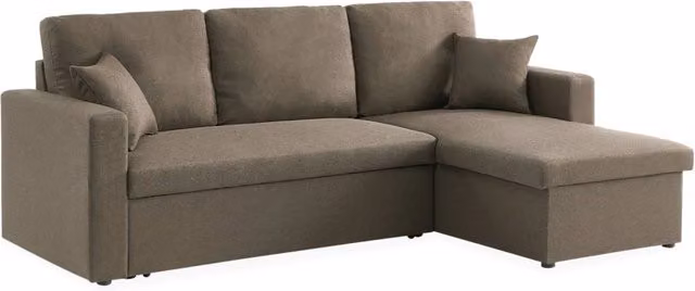 Divano letto contenitore angolare reversibile , 3 posti, marrone