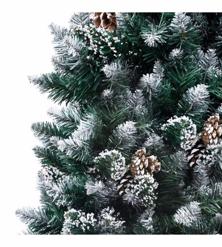 Set Albero Natale Artificiale con LED Palline e Pigne 210 cm