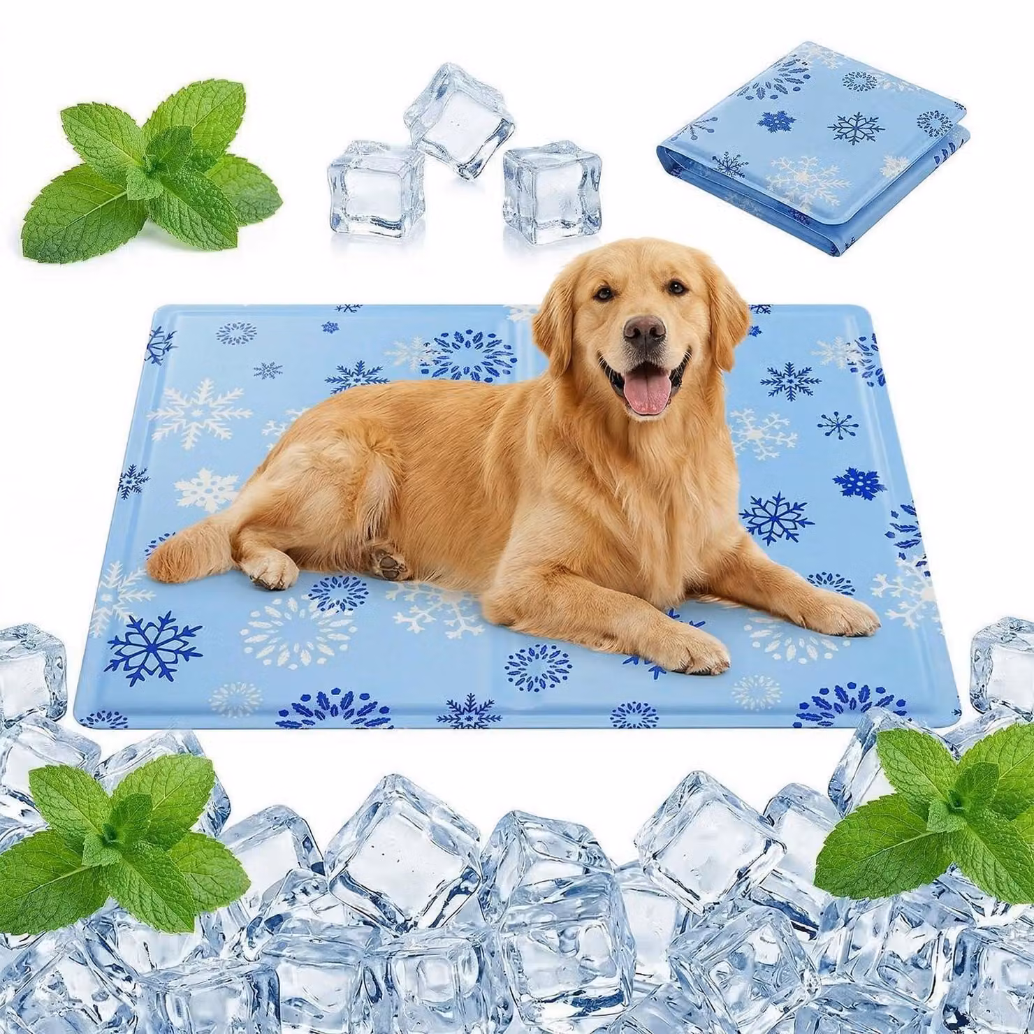 Tappetino refrigerante per cani e gatti, auto-raffreddante, con gel non tossico, pieghevole, 50x65 cm