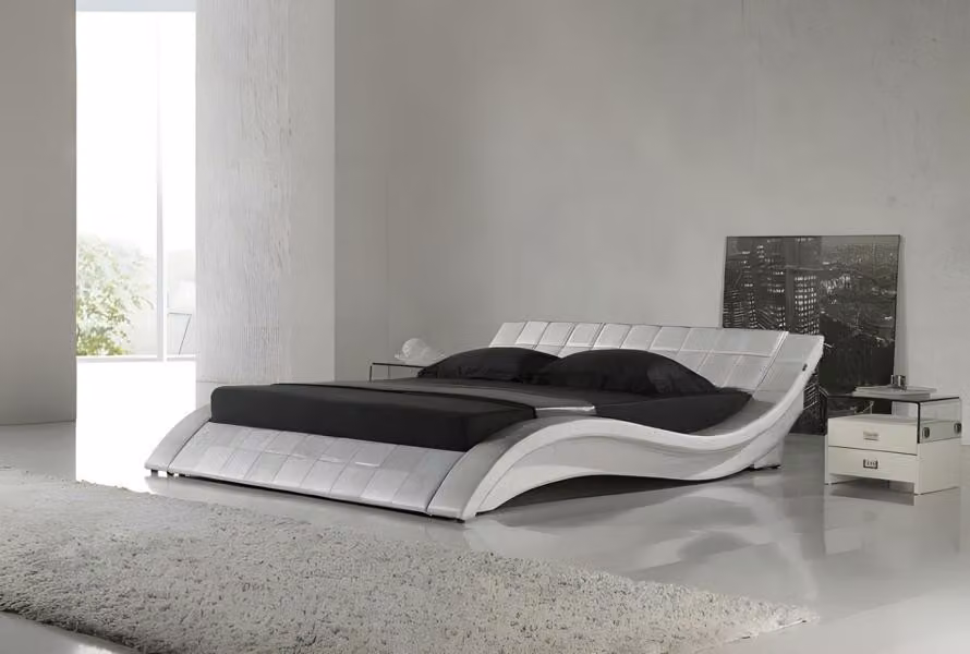 Bett Silber Schlafzimmer JV Möbel Liegefläche 180x200 Schlafzimmer Kunstleder