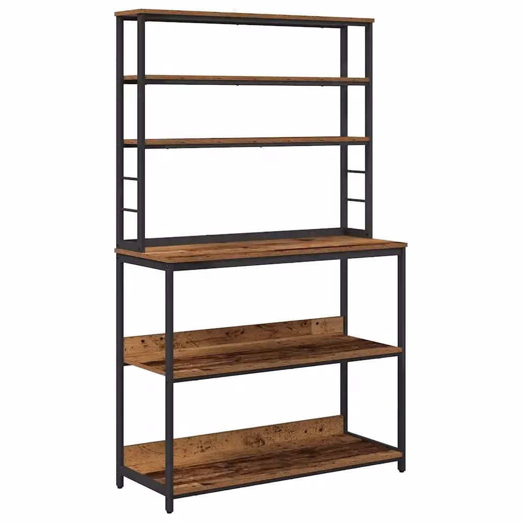 Mensola da cucina e sala da pranzo vidaXL in stile industrial con 5 livelli, colore marrone, L 100 x P 40 x H 168 cm – 2