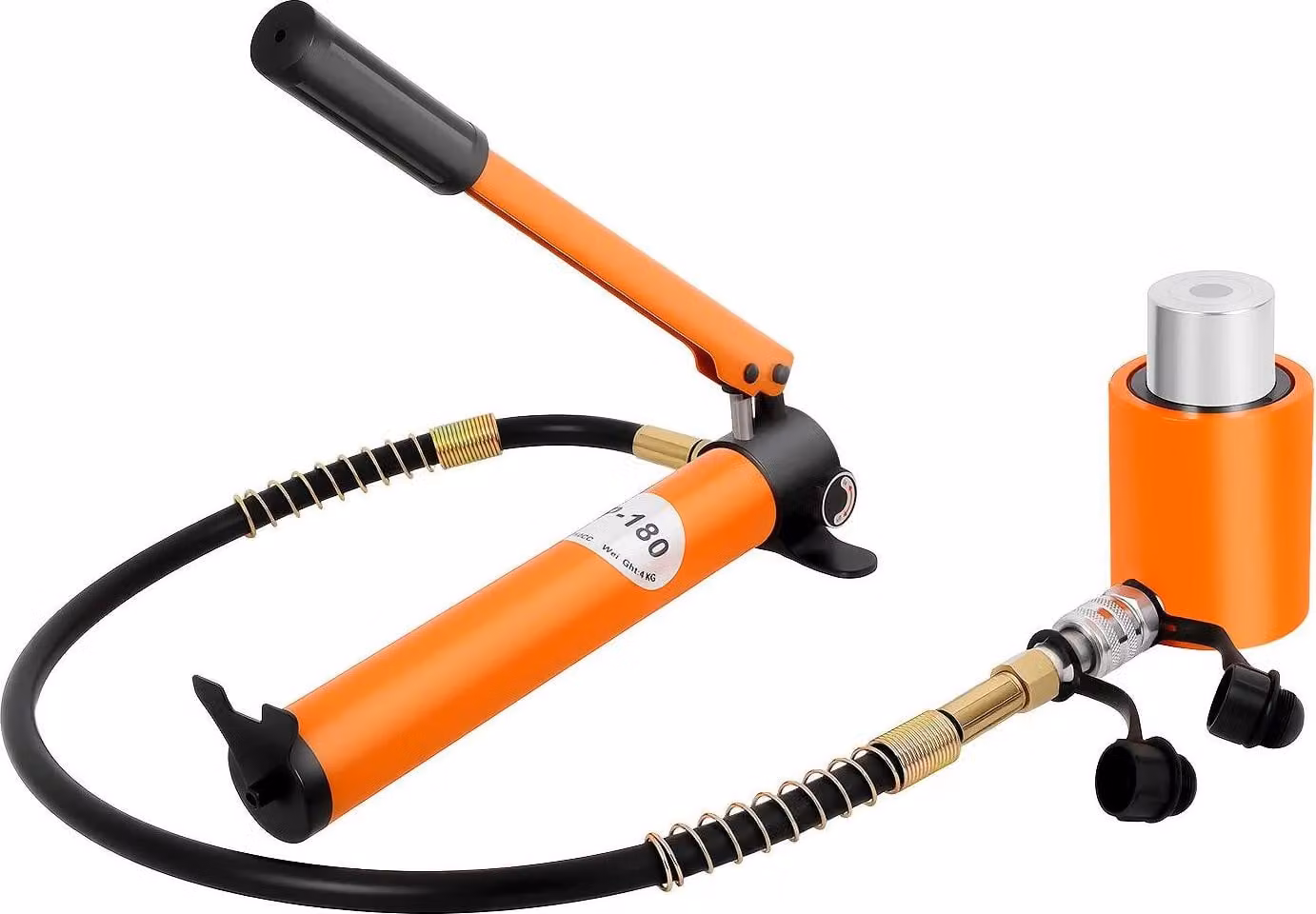 Cilindro idraulico e pompa manuale - BSC-20 + CP-180 - Capacità di sollevamento 20 t - Corsa 50 mm - Volume olio 350 ml - Pressione massima 70 MPa - Colore arancione