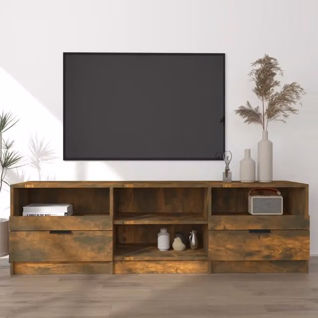 Mobile TV moderno vidaXL in legno rovere fumo marrone L: 150 cm, P: 33,5 cm, H: 45 cm – 1