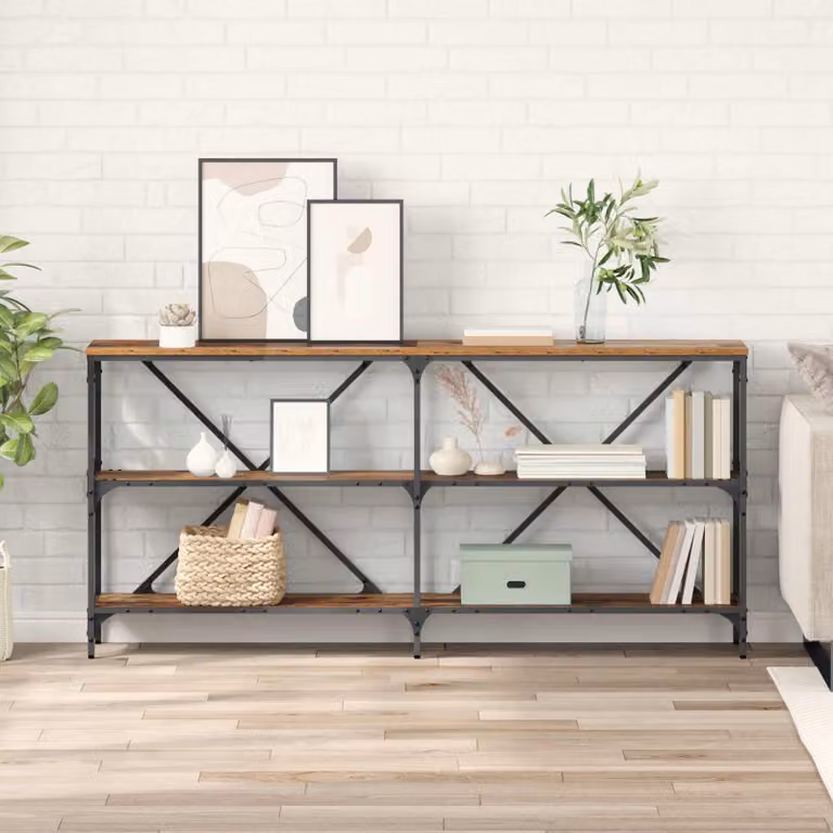 vidaXL Tavolo consolle moderno in legno marrone L: 160 cm, P: 30 cm, H: 75 cm
