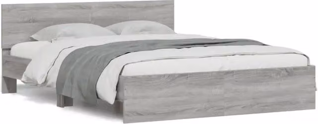 Letto matrimoniale | Letto per adulti | Giroletto con Testiera Grigio Sonoma 140x190 cm