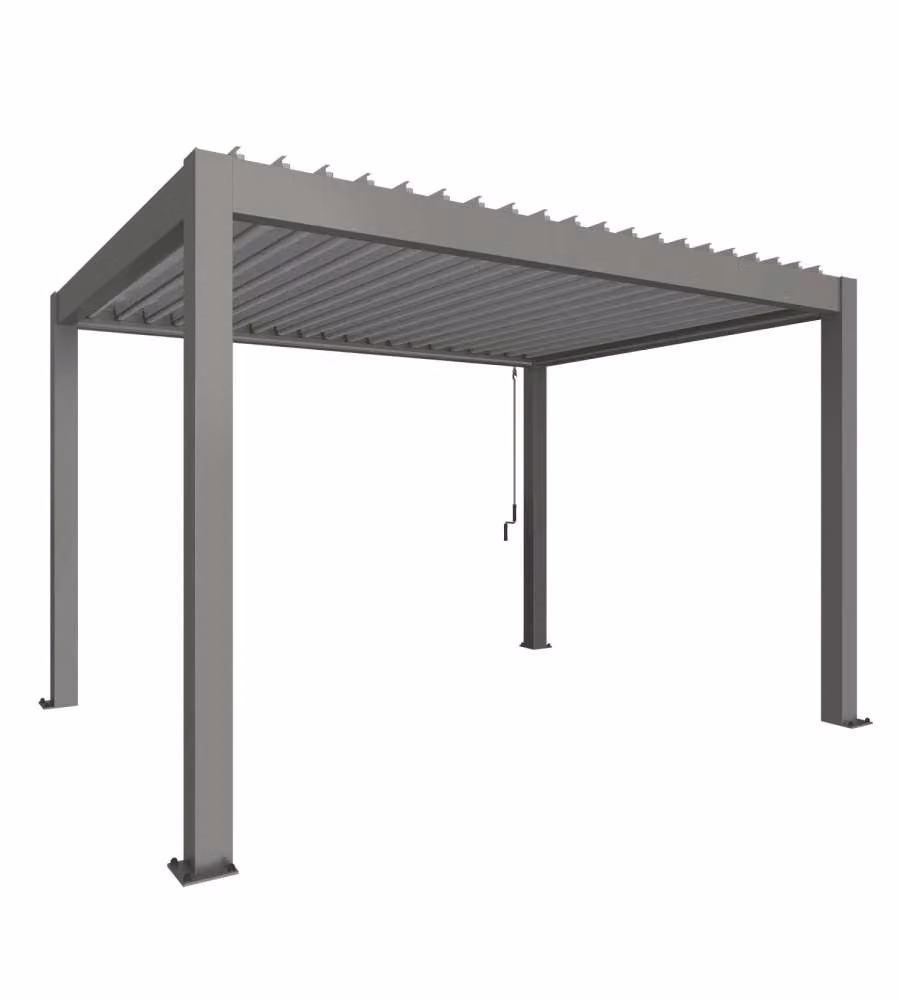 Biohort Pergola Grigio Quarzo 4x3 m in Metallo con Copertura Argento