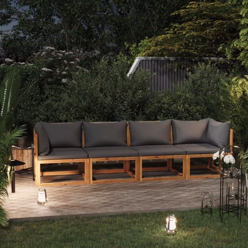 Maison Exclusive - Divano da giardino a 4 posti con cuscini, in legno massello di acacia