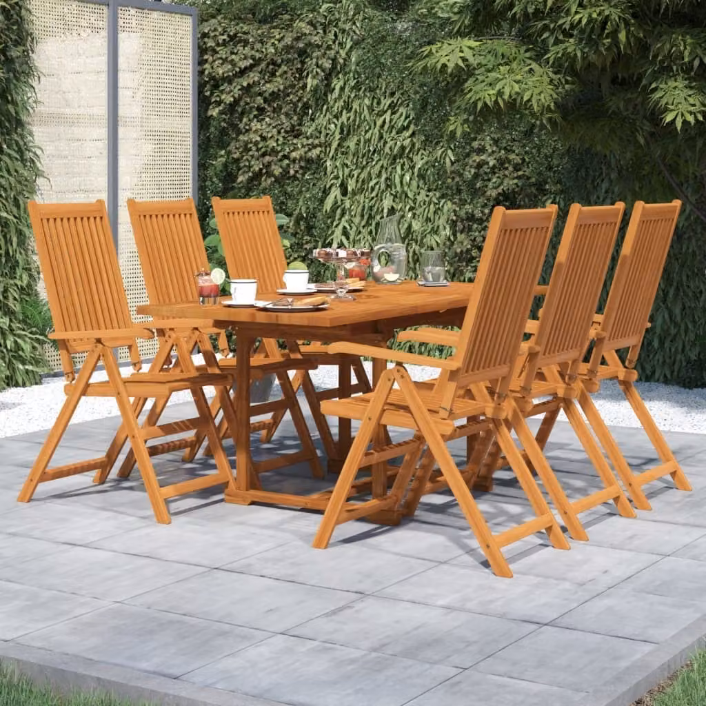 Maison Exclusive - Set Mobili da Pranzo per Giardino 7 pz Legno Massello di Acacia 120-170 cm