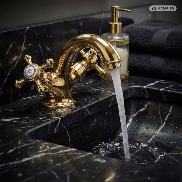 PaulGurkes Miscelatore per lavabo, modello piccolo, oro, stile retrò antico, a due maniglie