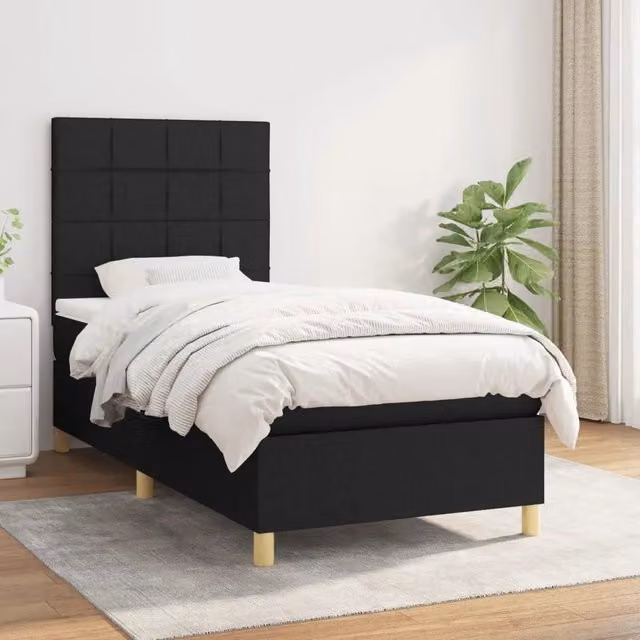 Letto Ibrido con Giroletto a Molle e Materasso vidaXL, Nero e Bianco, L 90 x P 200 cm – 1