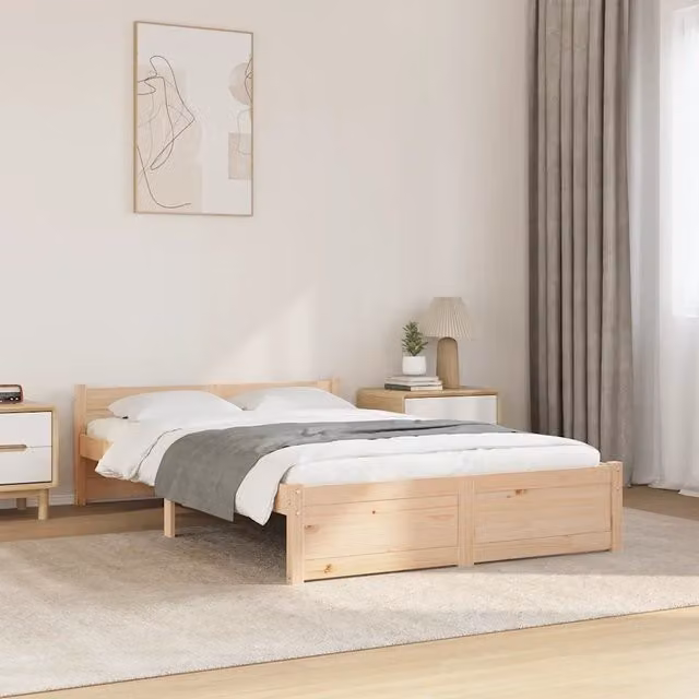 Giroletto vidaXL in legno massello di pino bianco con doghe fisse, stile rustico, L/P/H: 120 x 200 cm – 1