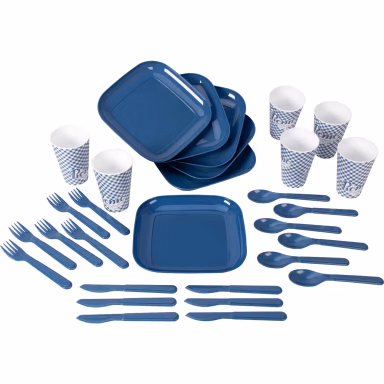 Set Pic-Nic multiuso Gusto Casa in melamina blu, 31 pezzi