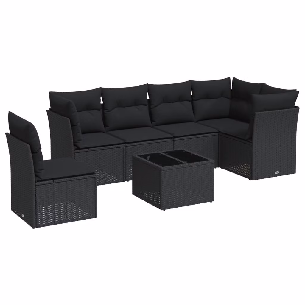 Set Divani da Giardino 6 pz con Cuscini Marrone in Polyrattan