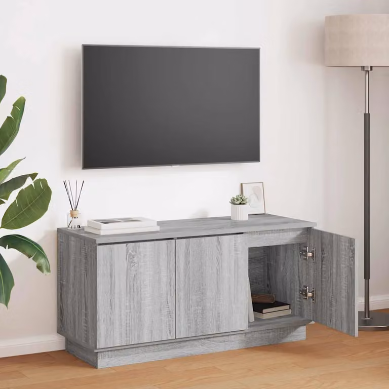 Mobile TV vidaXL moderno in legno ingegnerizzato grigio, L 100 x P 38 x H 49 cm