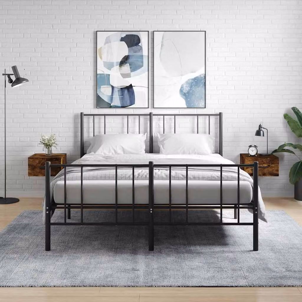 Set di 2 comodini da muro vidaXL in rovere fumo L/P/H: 35 x 35 x 20 cm