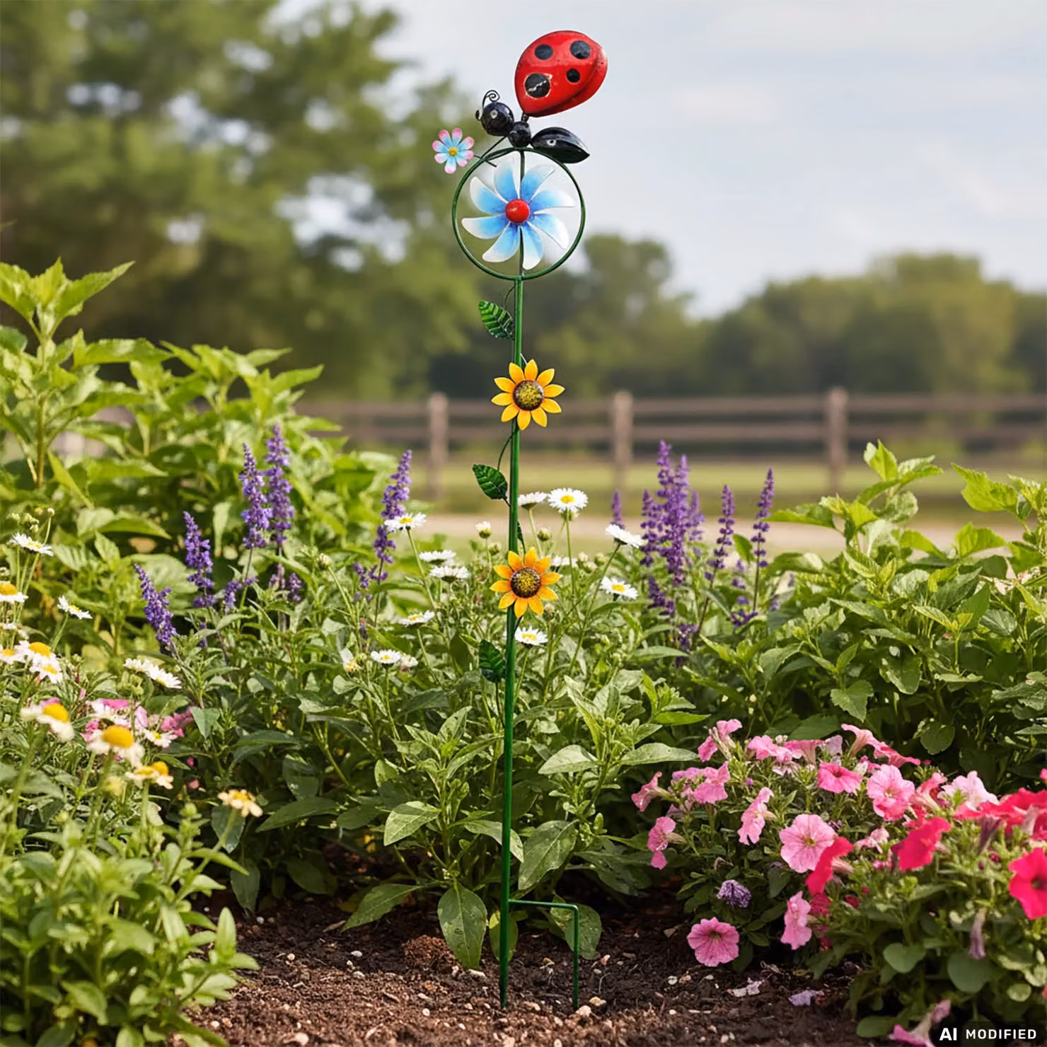 Vestiamo Casa Giardino - Decorazione da giardino con girandola multicolore in metallo, Altezza: 122 cm – 2