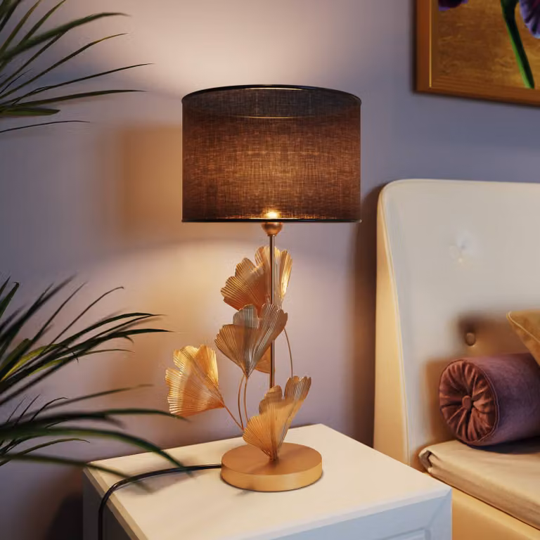 KARE Lampada da tavolo di design Flores, Ottone / Oro, Soggiorno / Sala da pranzo, Metallo, Design, Lampada da tavolo